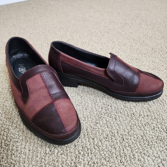 ROHDE Patchwork Leather Loafers Shoes Size 6 Red Burgundy Slip on Shoes Funky - Picture 11 of 11